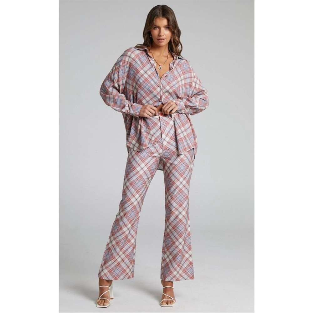 Rolla's Pomegranate Plaid High Rise Bootcut Pants - 6